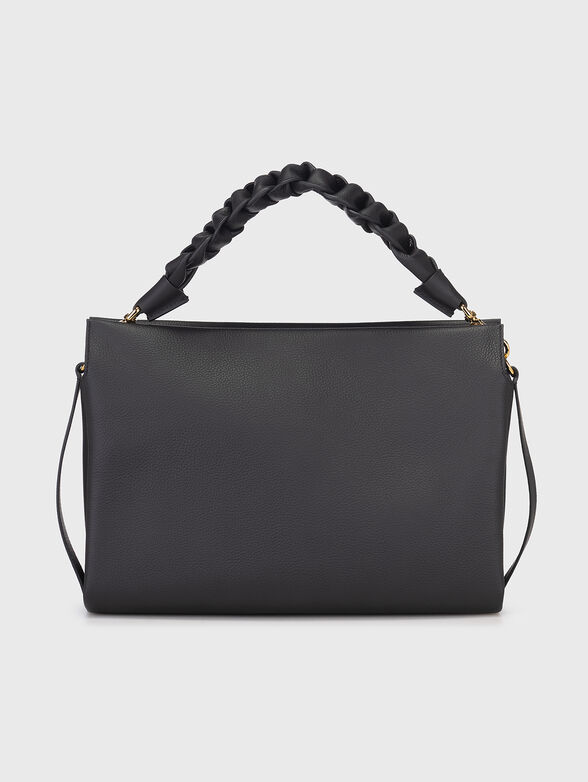 Black leather bag with knitted handle - 3