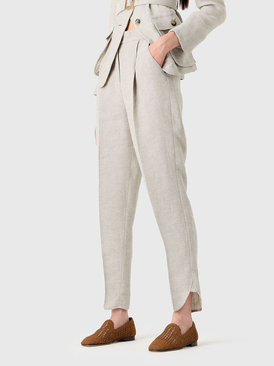 Linen trousers with darts - 1