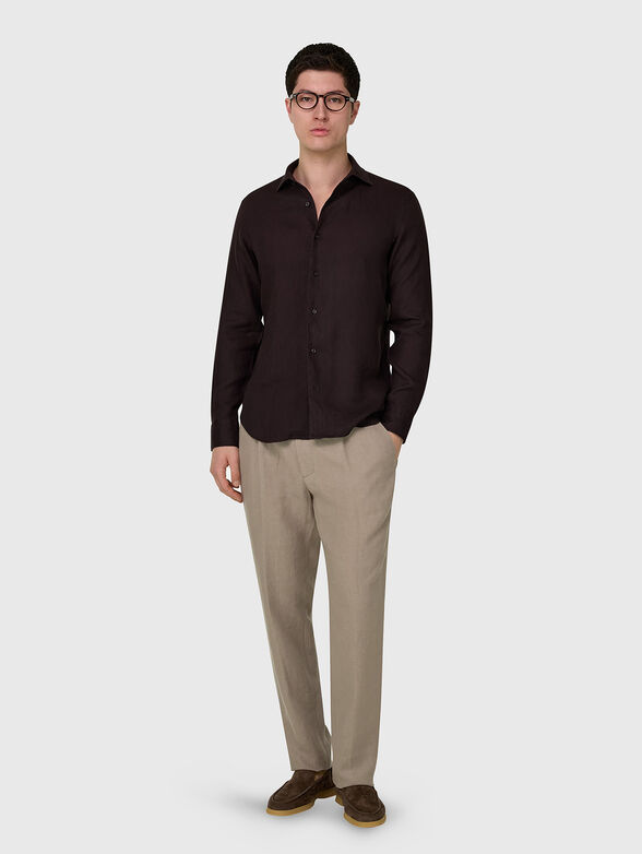 Dark brown linen shirt - 2