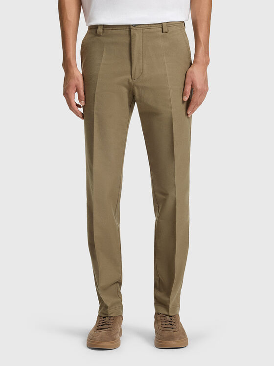 Straight fit cotton blend trousers - 1