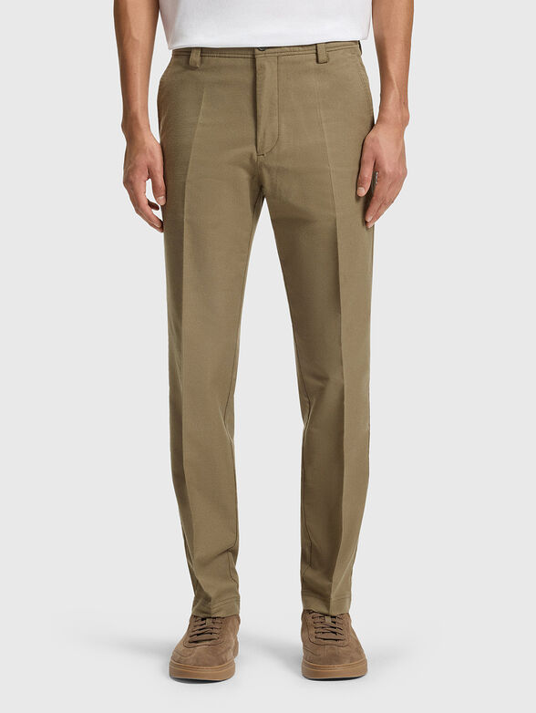 Straight fit cotton blend trousers - 1