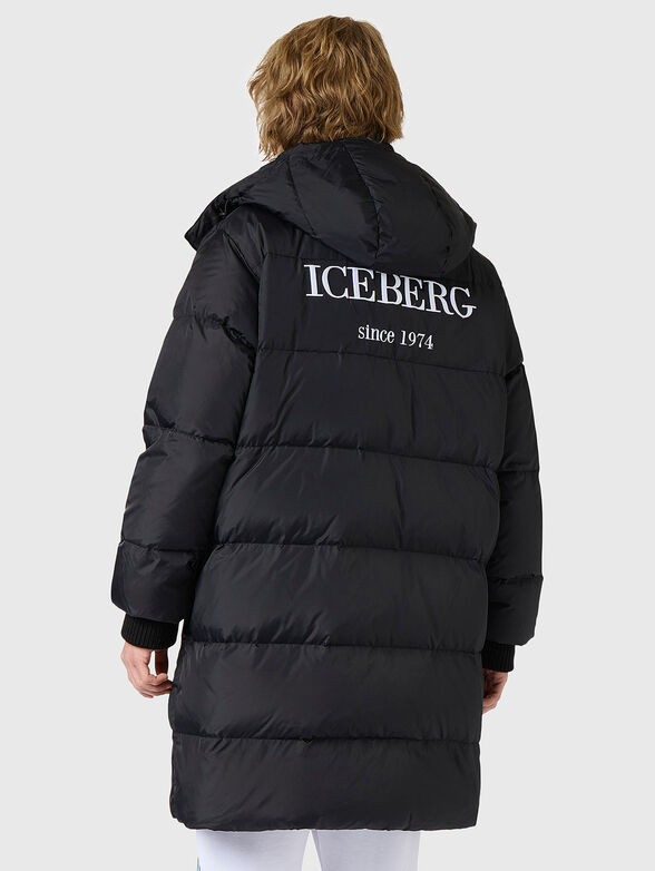 Long padded jacket with hood and embroidery on the back - 2