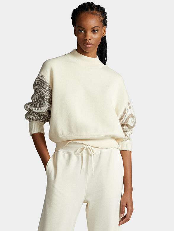 Sweatshirt with knitted sleeves - 1