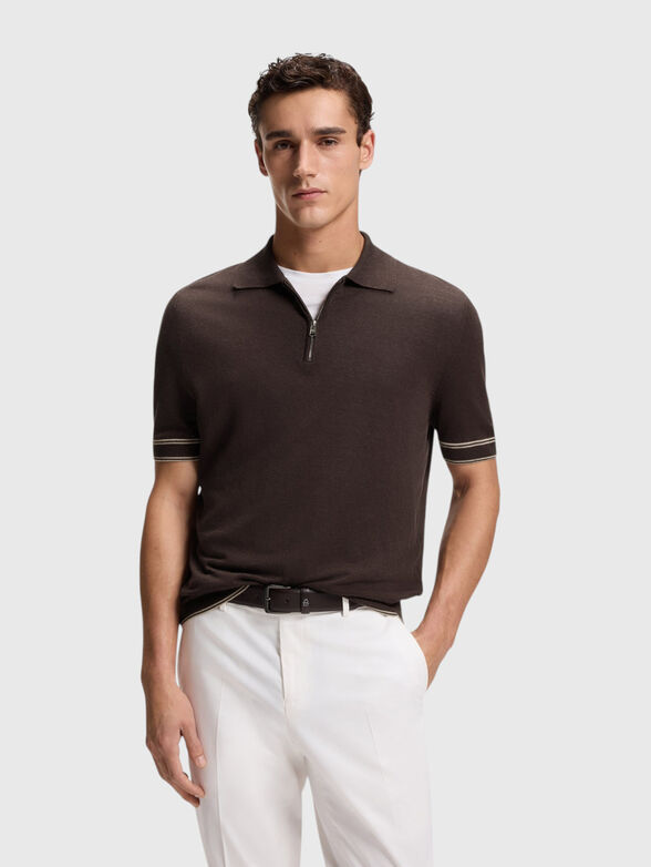 Short-sleeved sweater with a zip on the collar - 2