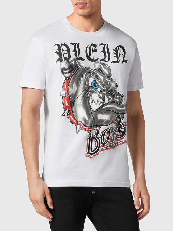 Бяла тениска с принт BULLDOGS - 1