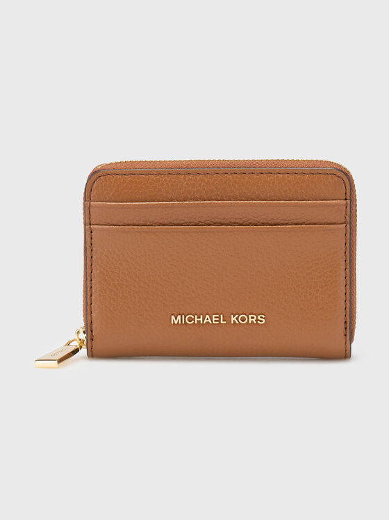 Портмоне от естествена кожа в кафяв цвят - 1