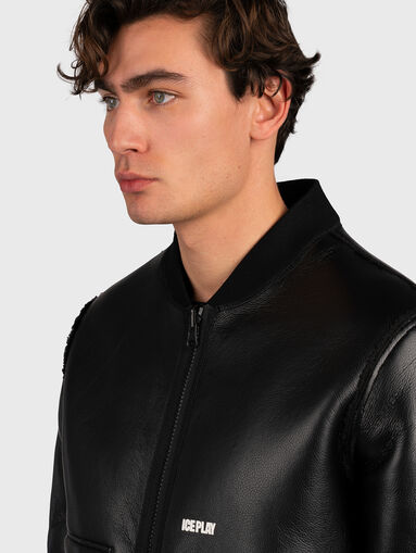 Faux leather bomber jacket - 3
