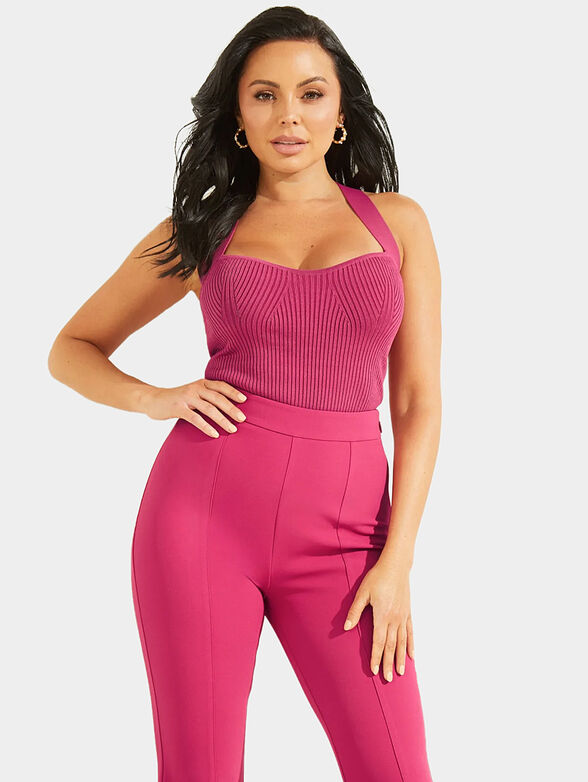 CABANA black knit top with ribbed texture - 1