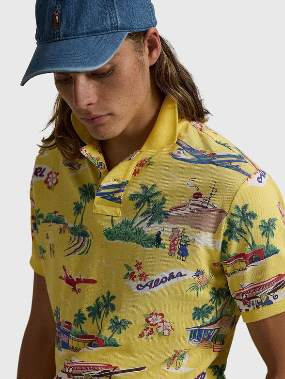 Slim polo shirt with multicolor print - 4