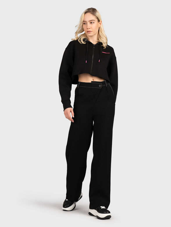 Black cropped sweatshirt with hood - 1