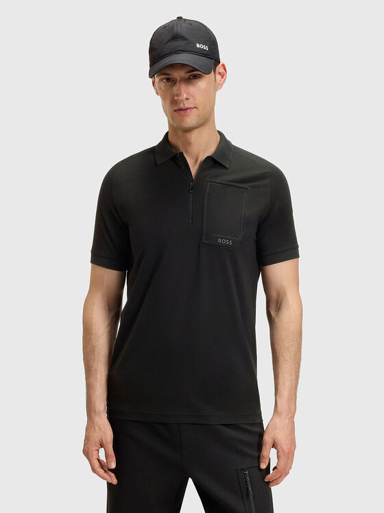 Cotton polo shirt with zip - 1
