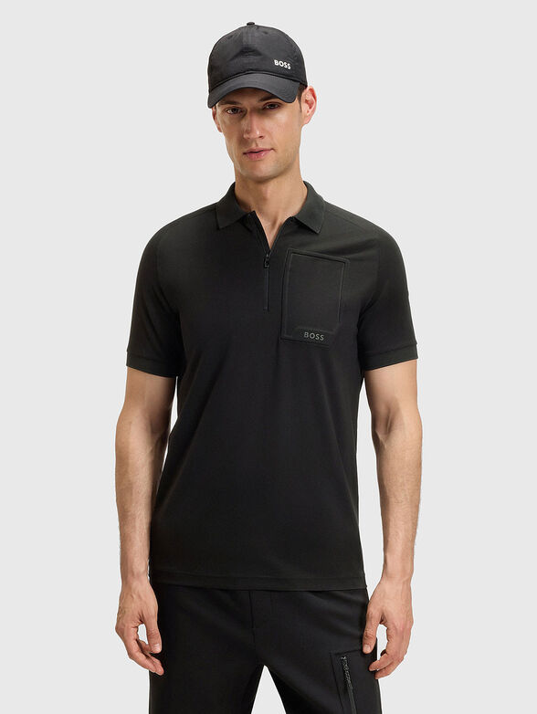 Cotton polo shirt with zip - 1