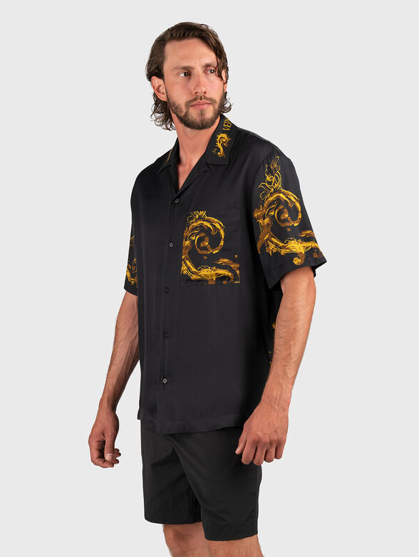 Black shirt with baroque print - 1