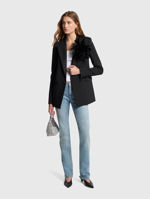 Stretch crepe blazer with feathers - 2