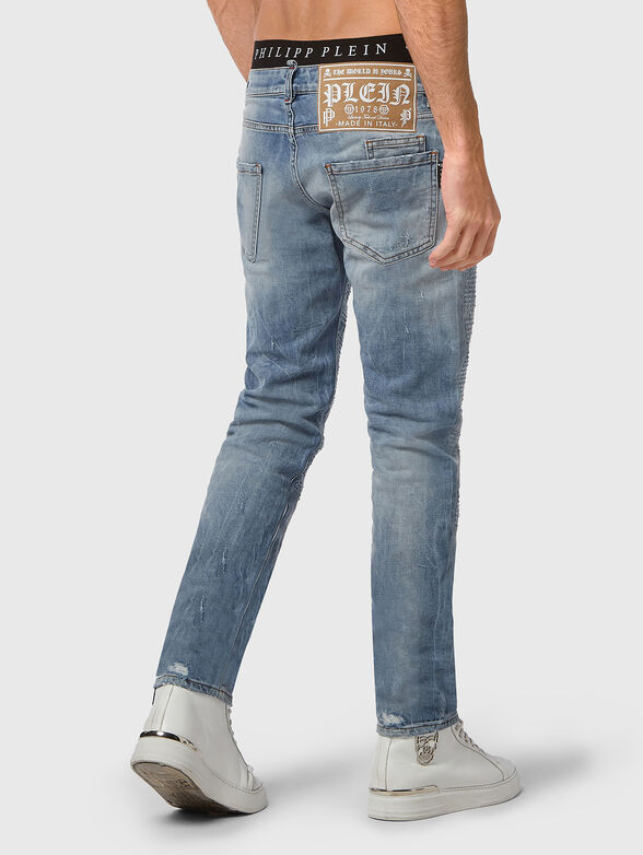 Blue slim jeans with accent rips - 2