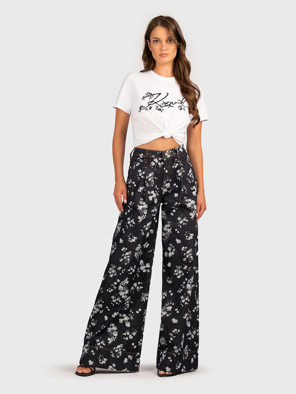 Floral embroidery T-shirt - 2