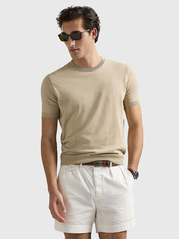 Short sleeved cotton sweater - 1