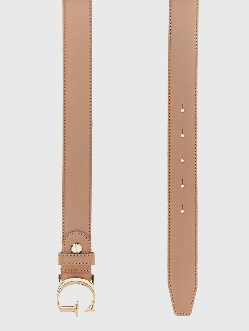Leather belt with logo buckle - 3