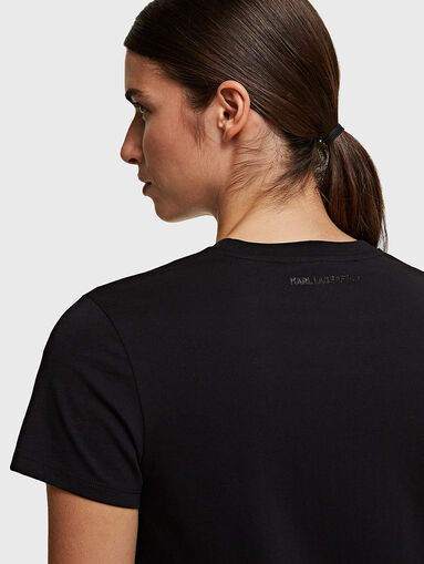Black cotton t-shirt with sleek logo - 3