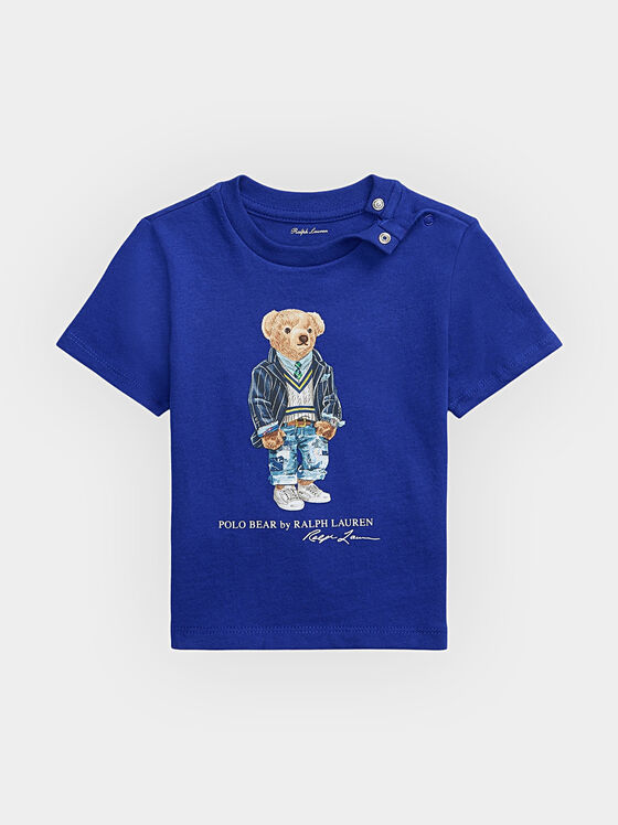 Синя тениска с принт Polo bear - 1