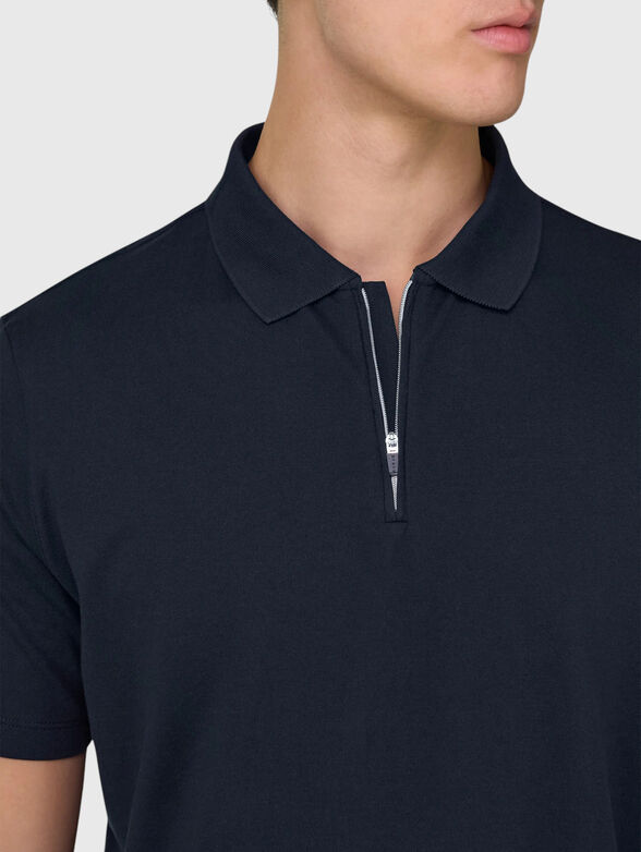Dark blue polo shirt with a zip - 4