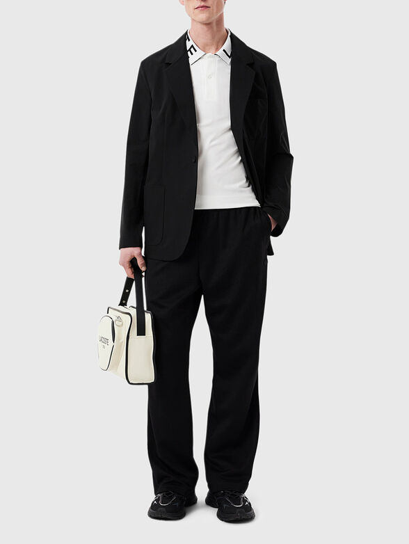 Black polo shirt with accent collar - 2