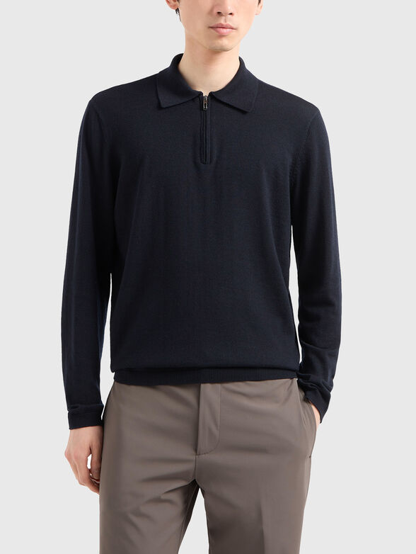 Wool sweater with polo collar - 1