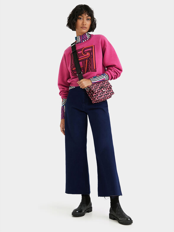 Fuxia sweatshirt with embroidered maxi logo - 2