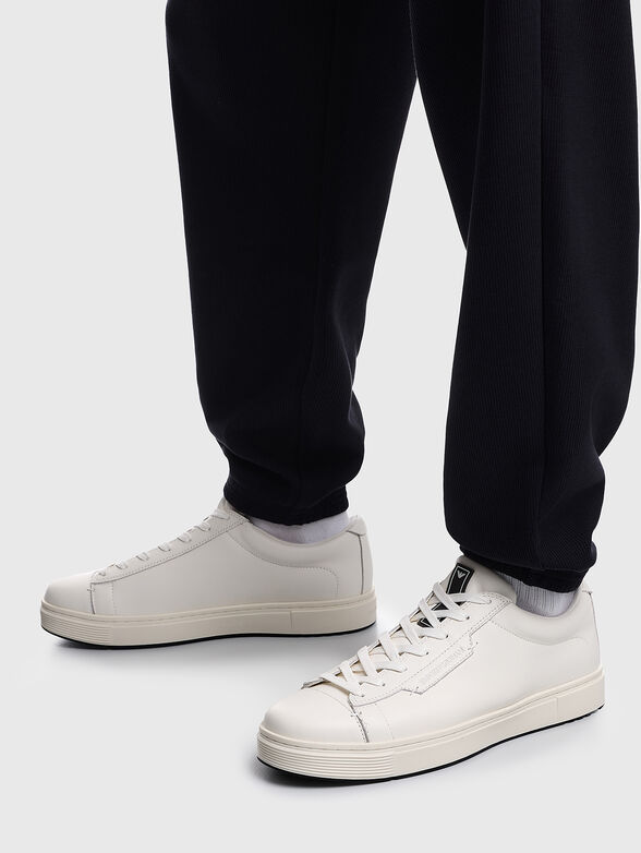 Dark blue leather sneakers - 2