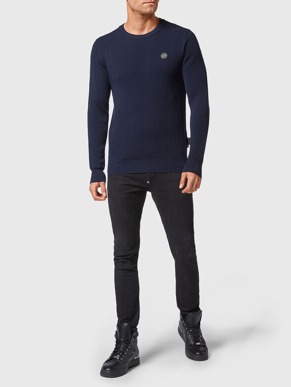 Beige sweater with oval neckline  - 2