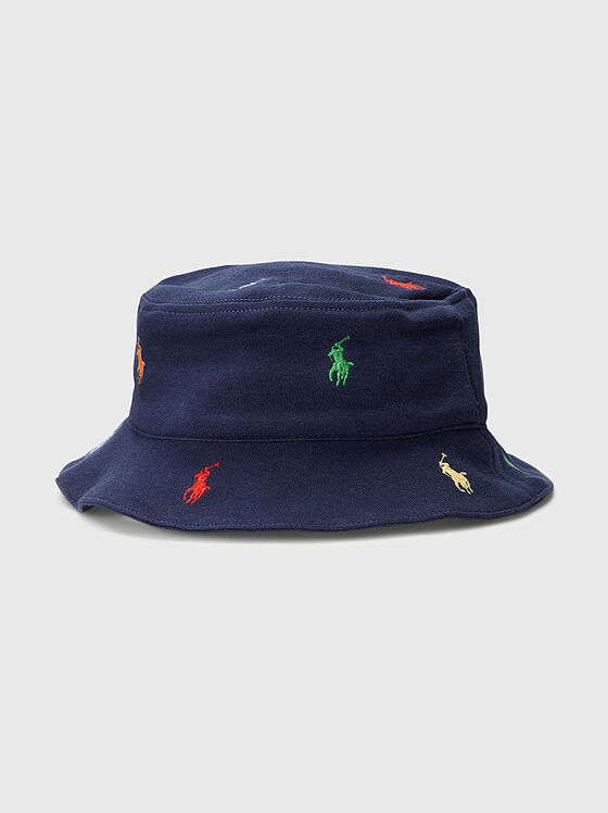 Cotton hat with logo motifs - 1