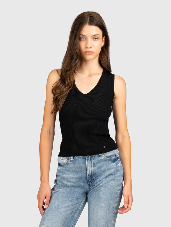 Knit top with V-neck - 1