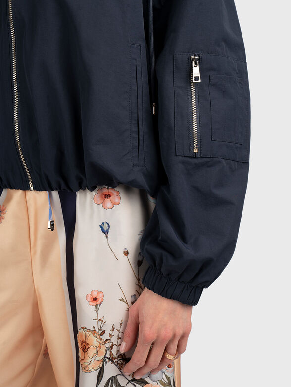 Cotton blend jacket with hood and zip - 4