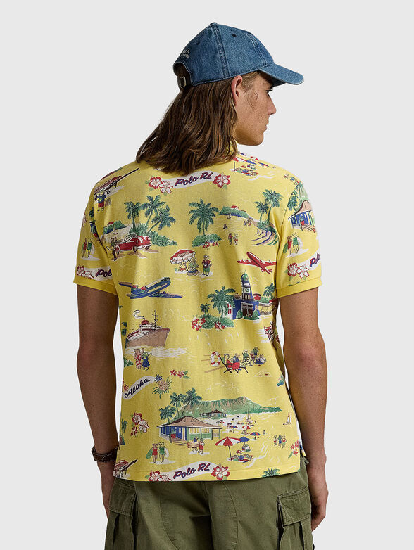Slim polo shirt with multicolor print - 3