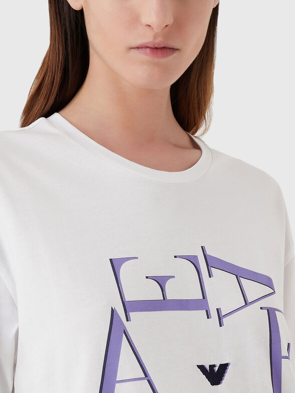 T-shirt with oval neckline and logo print - 4