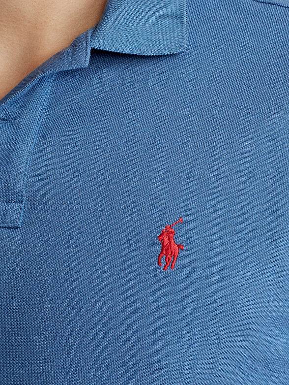 Blue cotton polo-shirt - 4
