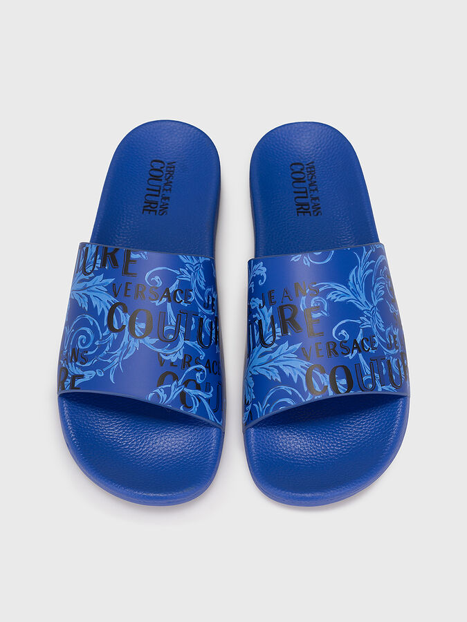 Top Versace Slippers Blue NIB VERSACE BLUE WHITE LEATHER MEDUSA HEAD LOW TOP SNEAKERS US EUR 42  ITALY