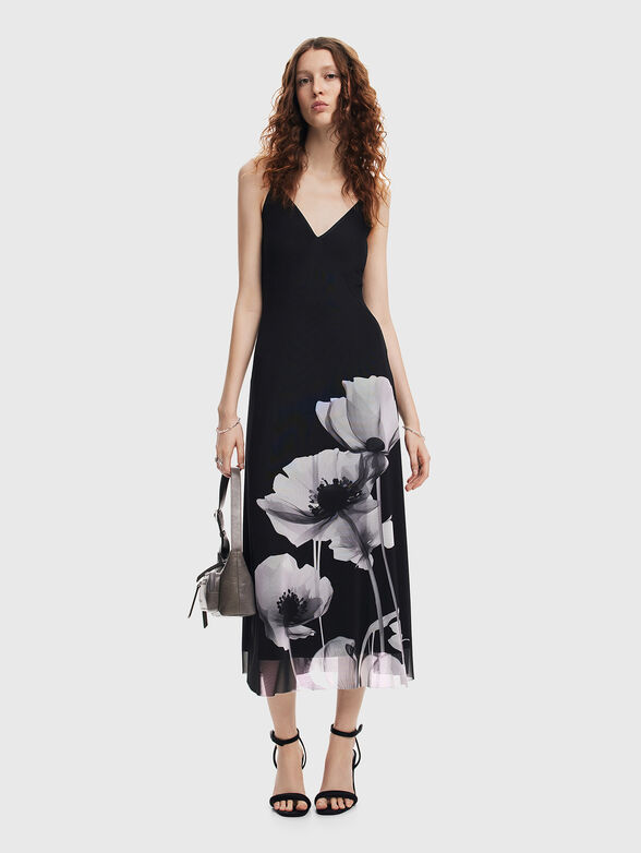 Black dress with floral print - 1
