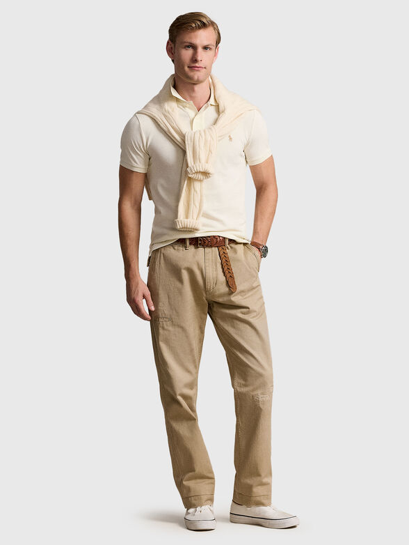 Cotton polo shirt in ecru color - 1