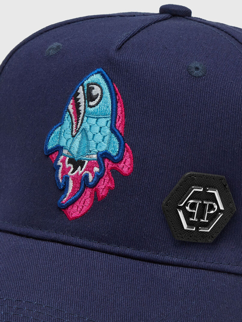 Dark blue hat with embroidery - 3