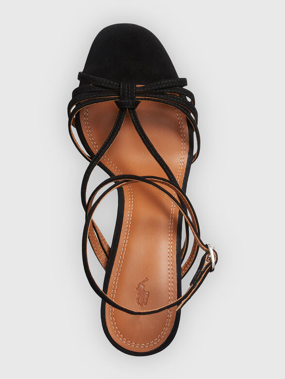 Black leather heeled sandals - 4