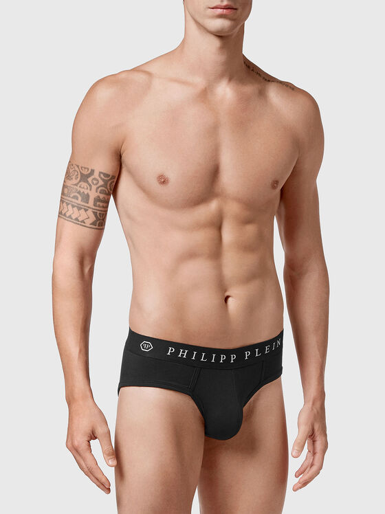 Black briefs with logo inscription - 1