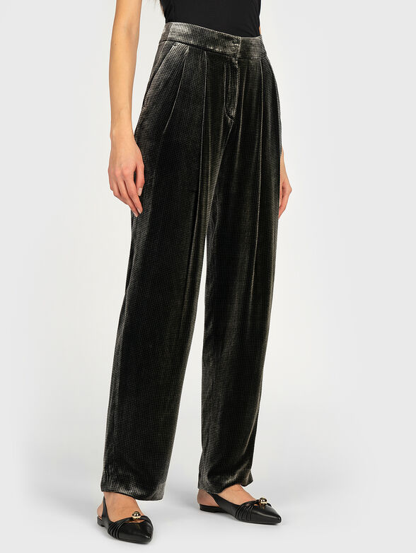 Velvet trousers with high waist - 1