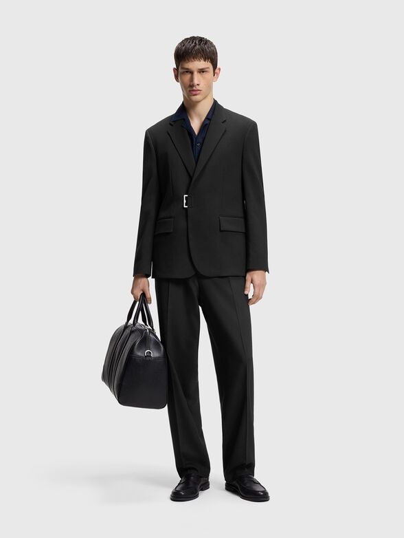 Slim-fit suit jacket with metal buckle closure - 1