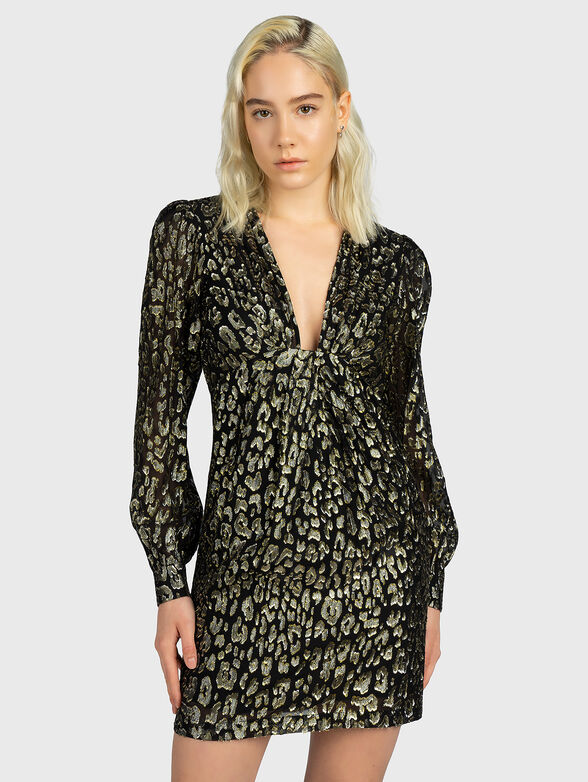 Animal print dress with golden accents - 1