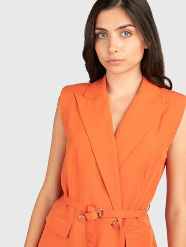 Linen blend vest with belt - 4