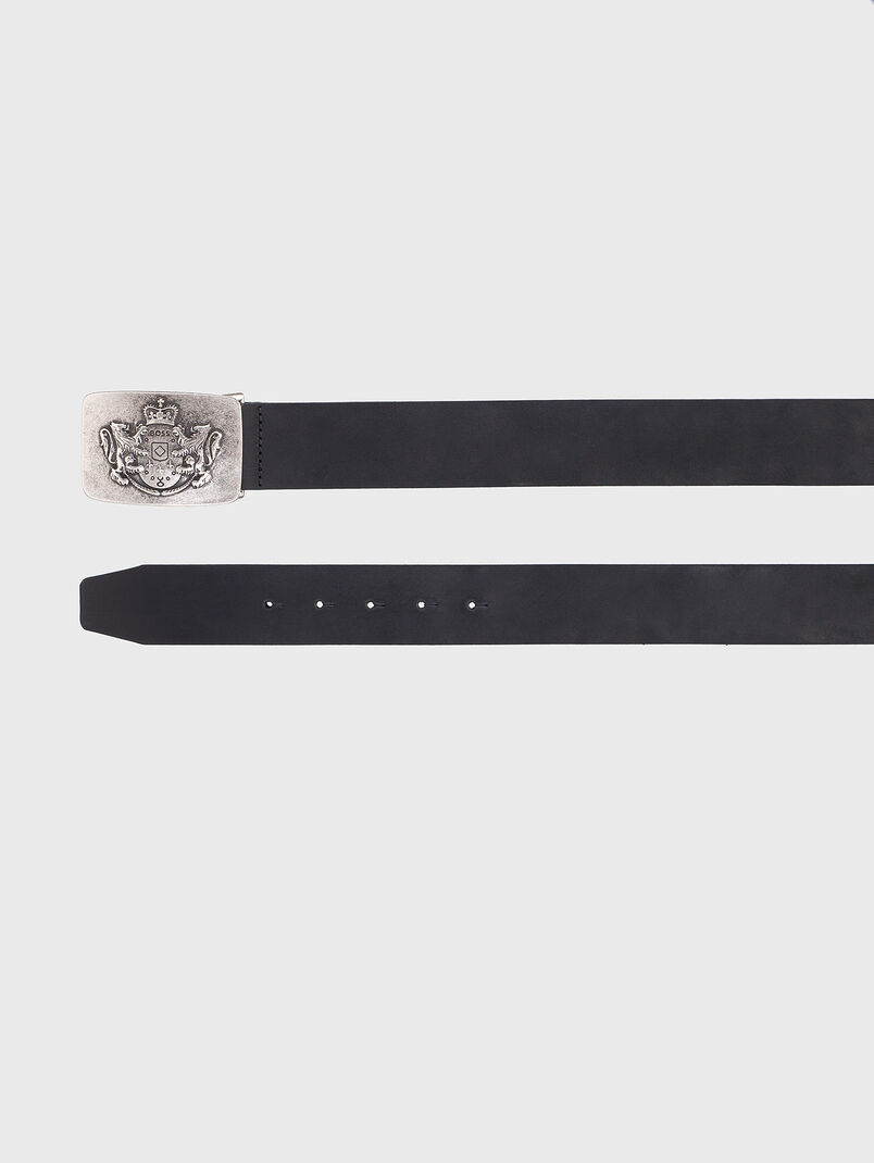 Leather belt with logo buckle - 3