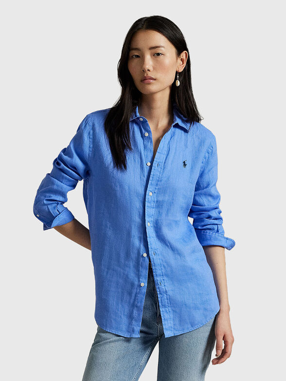 Linen shirt with logo embroidery - 1