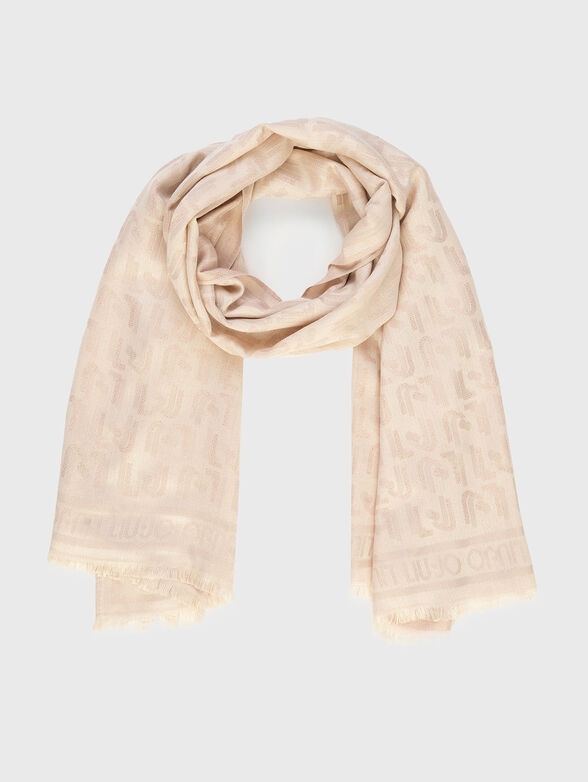Long viscose blend scarf with monogram - 1
