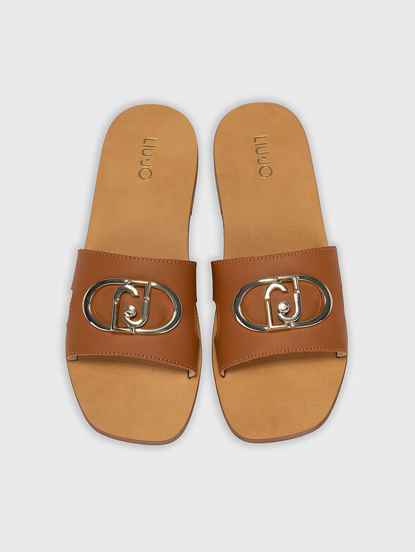 SABA 06 brown leather sandals with logo detail - 6